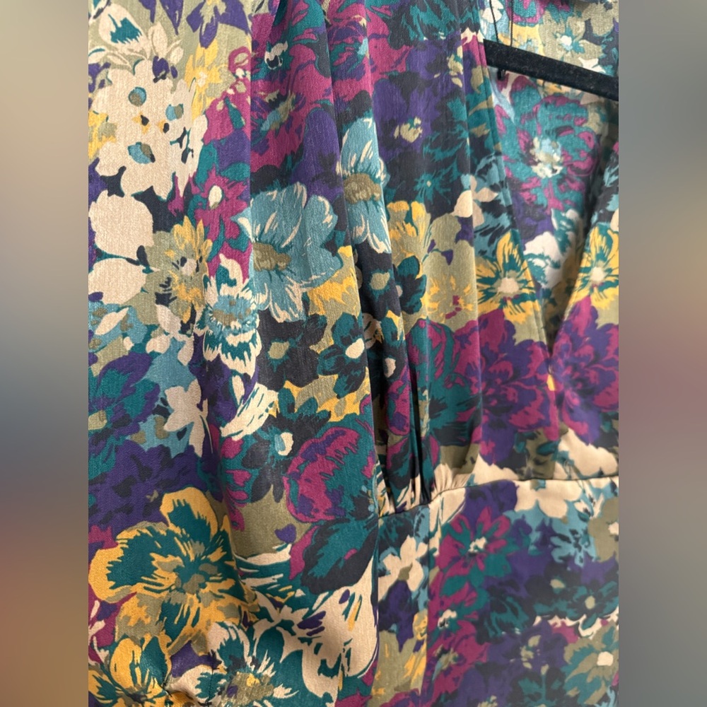 Zara Floral Mini Dress in Purple, Green, Gold - Picture 6 of 6